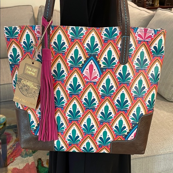 Catchfly Handbags - Catchfly Art Deco Tote Bag with Laptop Pocket